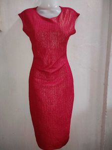Red Metallic Bodycon Dress