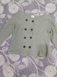 Gray Buttoned Cardigan