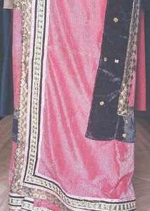 Pink Velvet Saree