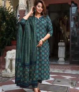 Green Printed Kurta Set