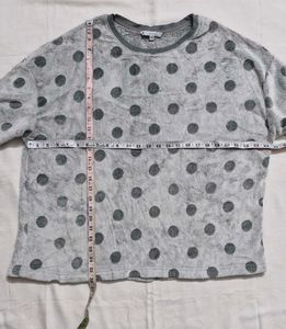 Cozy Gray Polka Dot Sweatshirt