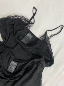 Black Lace Lingerie Set fits S/M(soft Satin )