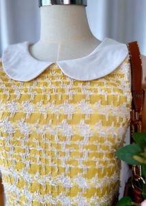 Chic Yellow Tweed Dress