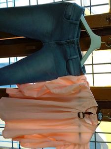 COMBO- SkinnyJeans And Puffed Sleeves Top ForWomen