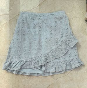 Blue Lace Ruffle Mini Skirt Size XS & S