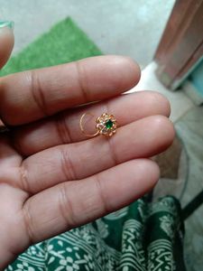 Gold & Emerald Nose Ring