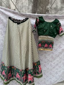 2 Elegant Striped Lehenga Choli Set