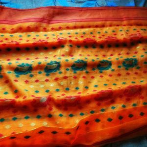 Brand New yellow dhakai saree