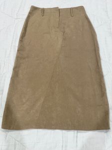 Tan Suede Midi Skirt