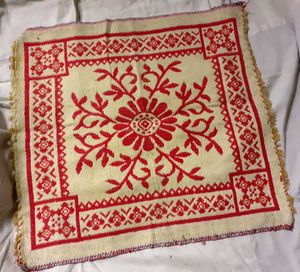Pooja Mat Pujo Aasan Red Ritual Asan Prayer Chowki
