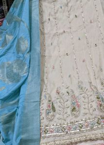 Embroieded Unstich Suit With Banrasi Duppat