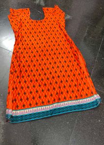 Orange Three Piece Set Straight Kurti