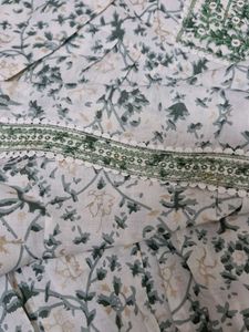 Green &amp; White Embroidered Salwar Kameez