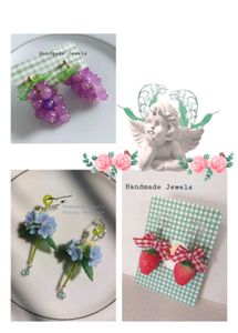 Set Of Three Fruit And Floral Earrings