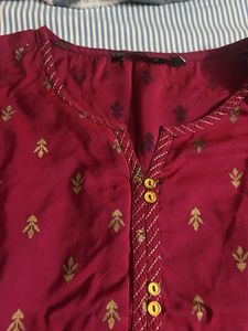 Maroon Printed Kurti