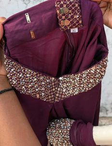 🌸 Wine Embellished Georgette Silk Palazzo Set 🌸
