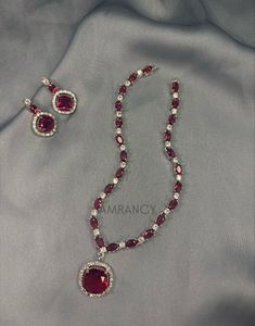 Ruby American Diamond Jewellery Set