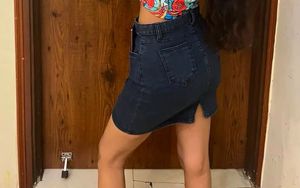 Blue denim skirt