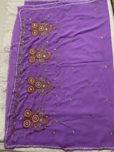 Designer Purple Saree with blouse piece