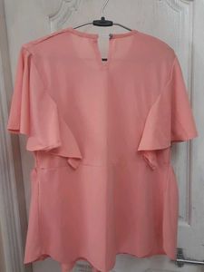 Peach Flutter Sleeve Top