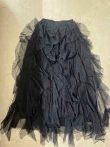 Black Ruffle Long Skirt