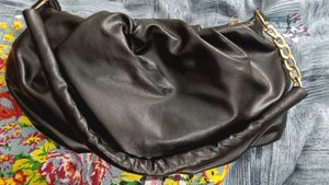 Chic Black Ruched Handbag