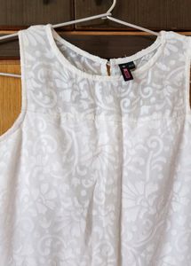 A-line Knee Length White Dress