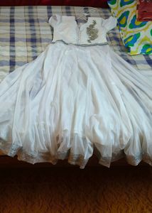 White Flared Anarkali Gown..price Drop