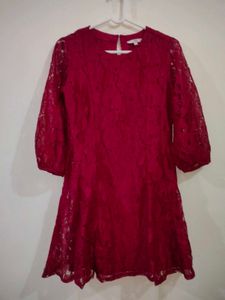 Burgundy Lace Mini Dress