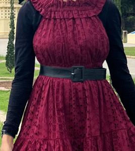 Burgundy Lace Midi Dress