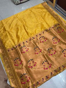 Yellow Golden Paithni Saree With Blouse