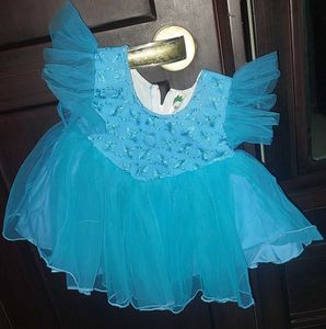 Elegant Sky Blue Embellished Evening Gown