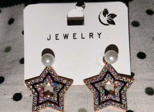 Star Pearl Drop Earrings