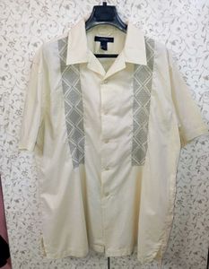 Express Cream Patterned Embroidered Shirt