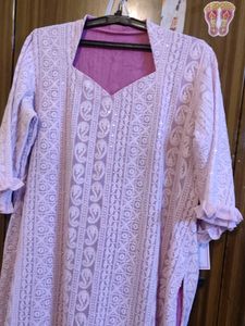 Elegant Lavender Chikankari Kurta