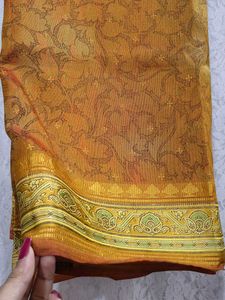 Elegant Printed gold colour Saree