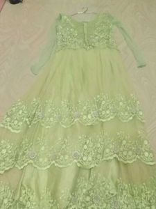 Green  Colour Beautiful Gown With Heavy Embroidery