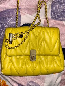 Lime Quilted Handbag