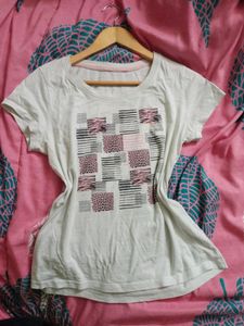 MAX Graphic Printed White T-shirt, Size - S