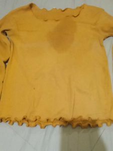 Yellow Ruffle Trim Top