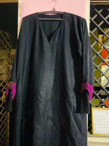 Black Abaya with Purple Detail
