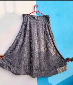 Party Wear Lahanga Grey Colour