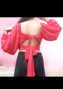 Hot Pink Wrap Top For Women