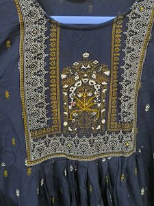 Blue Anarkali Slit Kurti.
