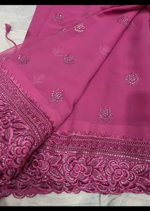 Pink Chiffon Party Saree