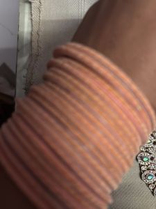 Peach Velvet Bangle Set