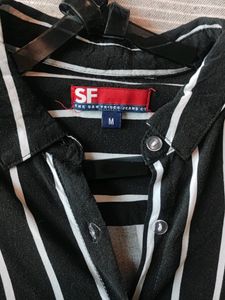 Women Striped Formal Button Down Shirt