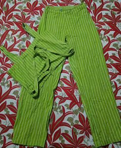 Green Striped Top and Pants Set