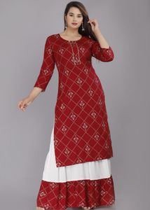 Elegant Red Printed Kurta Set