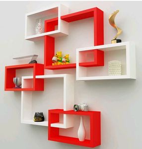 Wood Wall Decoration Intersecting Floating Shelves